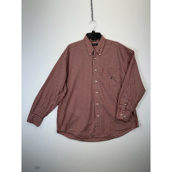 Nautica Shirt Mens Extra Large Multicolor Plaid Long Sleeve 100% Cotton Logo - Picture 1 of 8